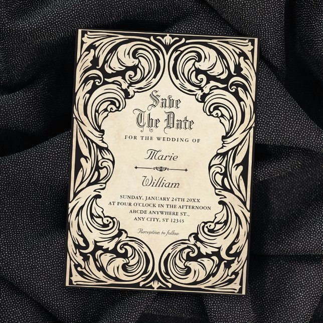 Save The Date Mariage orné vintage (Créateur téléchargé)
