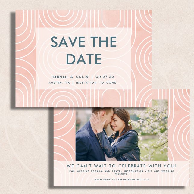 Save The Date Mariage Ovals et Cercles Chic Pêche (Créateur téléchargé)