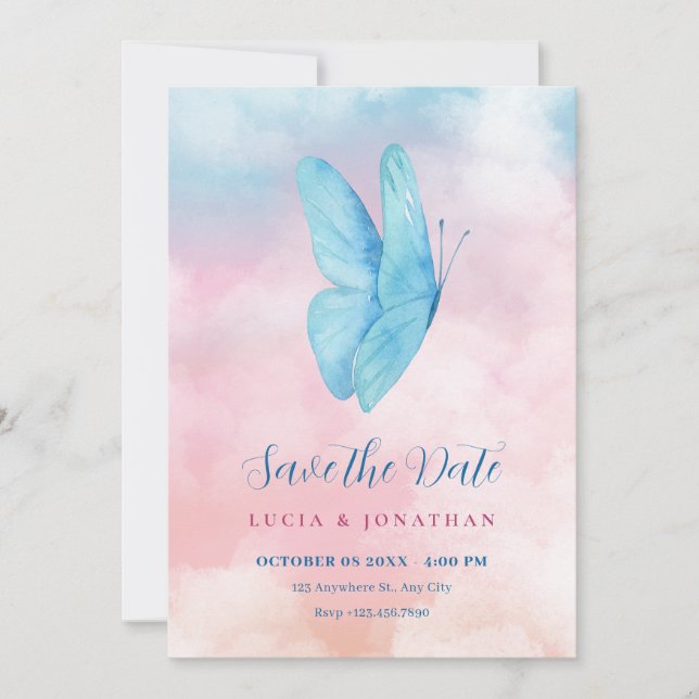 Save The Date Mariage papillon de rêve esthétique  (Devant)
