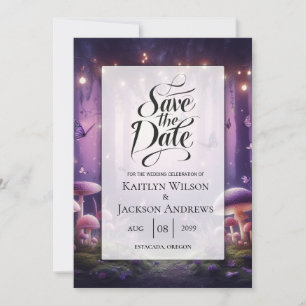 Save The Date Mariage Papillons Violets et Cieux Étoilés