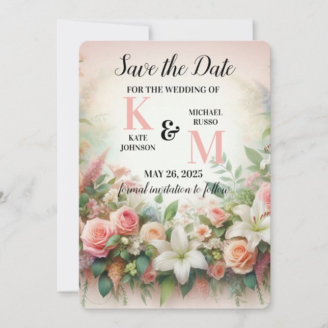 Save The Date Mariage Pastel Floral (Devant)