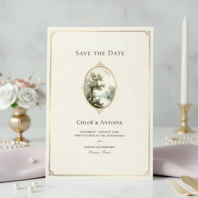 Save The Date Mariage pastoral français ivoire (Créateur téléchargé)