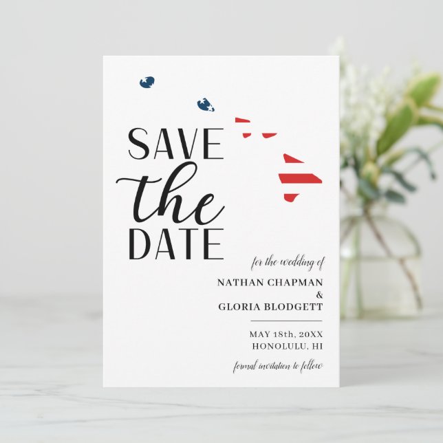 Save The Date Mariage patriotique à Hawaii, destination de l'Éta (Debout devant)