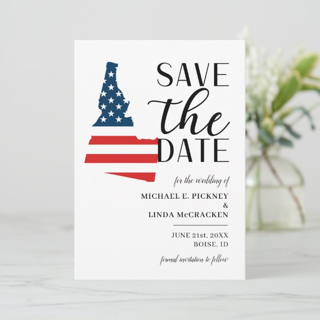 Save The Date Mariage patriotique dans l'État américain de l'Ida (Debout devant)