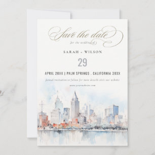 Save The Date Mariage Paysage Aquarelle Détroit Michigan