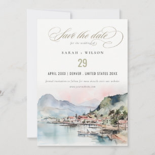 Save The Date Mariage Paysage Aquarelle Kauai Hawaï