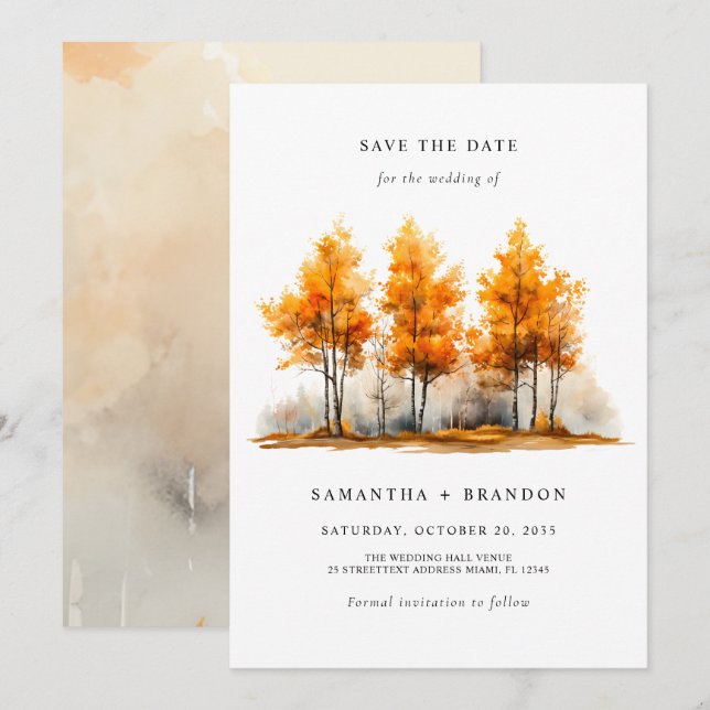 Save The Date Mariage Paysage d'Automne Nature (Devant / Derrière)