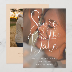 Save The Date Mariage Pêche Douce 2 Photo Écriture Élégante