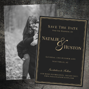 Save The Date Mariage personnalisé Black Gold Victorian