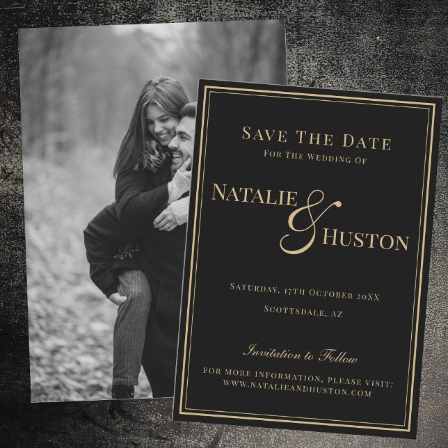Save The Date Mariage personnalisé Black Gold Victorian (Créateur téléchargé)