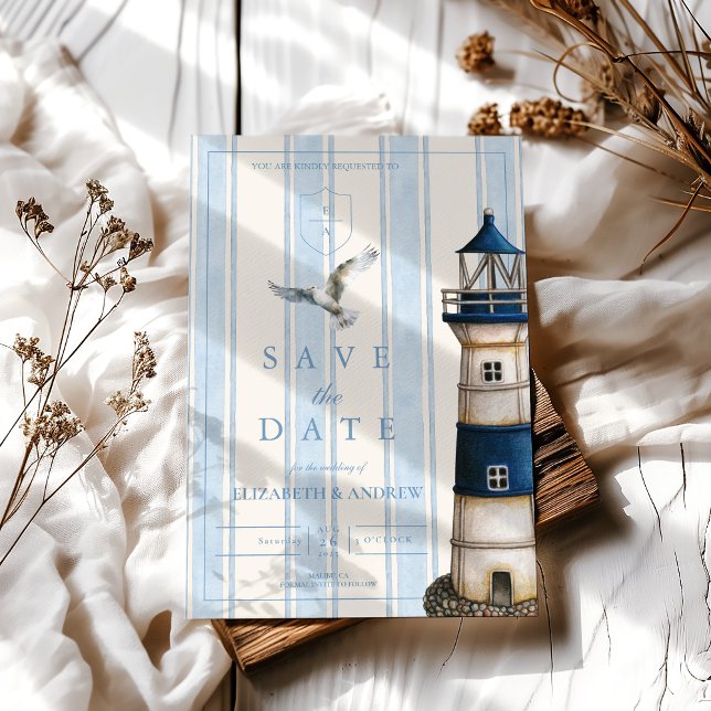 Save The Date Mariage phare nautique aquarelle (Créateur téléchargé)