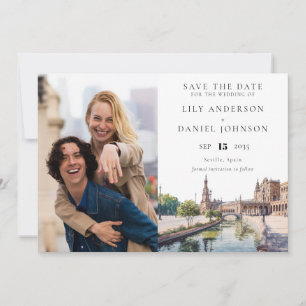 Save The Date Mariage photo à l'aquarelle à Séville Espagne