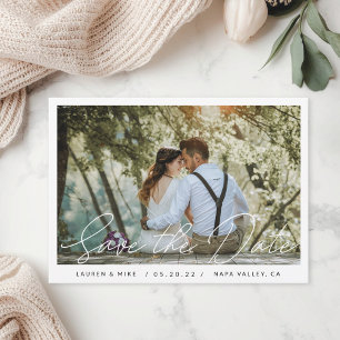 Save The Date Mariage photo à l'écriture manuscrite délicate