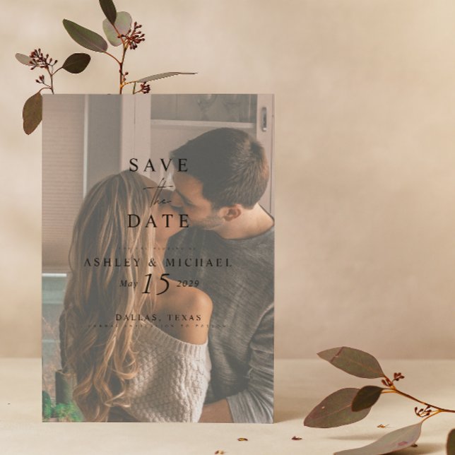 Save The Date Mariage Photo Aquarelle Code QR Vélin Élégant (Set the Date! Elegant Wedding Save-the-Date 💌💍 [Personalize & Send])