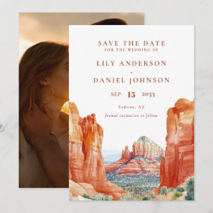 Save The Date Mariage photo aquarelle Montagne Désertique
