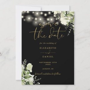 Save The Date Mariage photo Black and Gold Floral