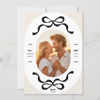 Save The Date Mariage photo Black Cream RIBBONS & Bows