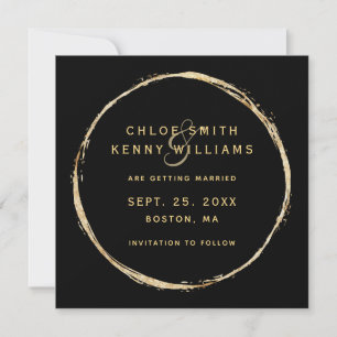 Save The Date Mariage photo Black Faux Gold Circle