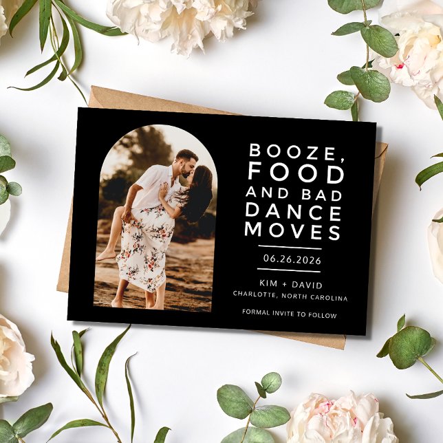 Save The Date Mariage photo Black White Modern Arch (Black White Modern Arch Photo Wedding Save The Date)