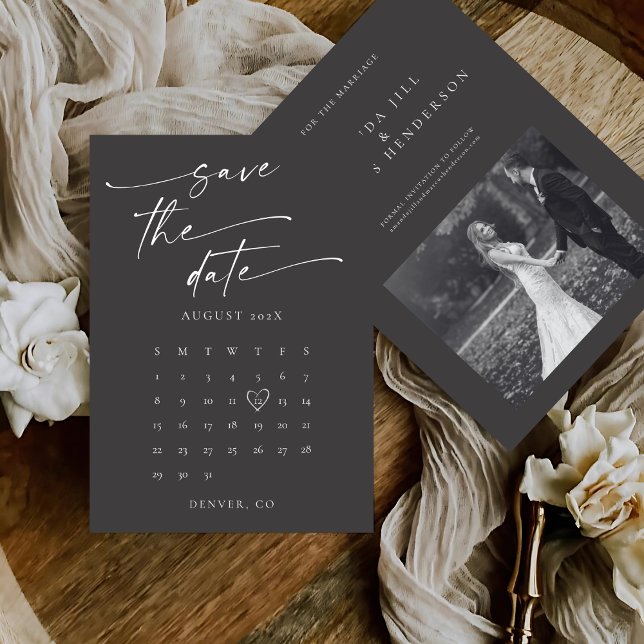 Save The Date MARIAGE photo BLAIRE Modern Calligraphy Script (Créateur téléchargé)