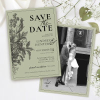 Mariage Photo Bohème Noir Vert Sauge Floral Vintag