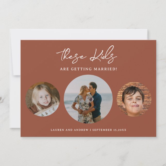 Save The Date Mariage photo Boho Terracotta pour enfants (Devant)