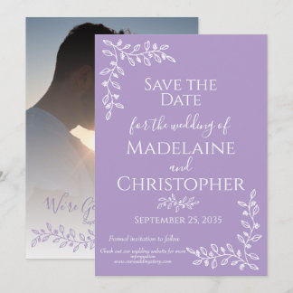 Save The Date Mariage photo botanique moderne Boho Lavender