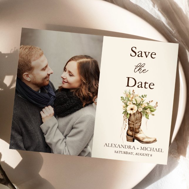 Save The Date Mariage Photo Botanique Rustique Verdure (Créateur téléchargé)