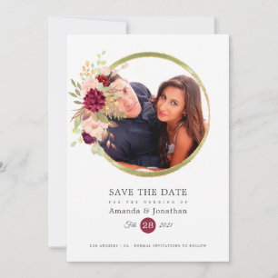 Save The Date Mariage photo Bourgogne-Marsala et Blush