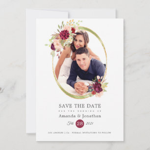 Save The Date Mariage photo Bourgogne-Marsala et Blush