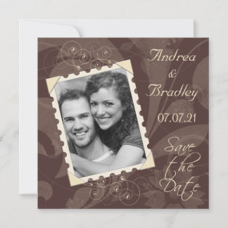 Save The Date Mariage photo Brown et ivoire Retro Enregistrer la