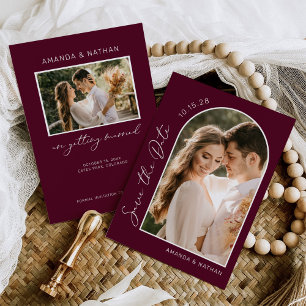 Save The Date Mariage photo Burgundy Arch