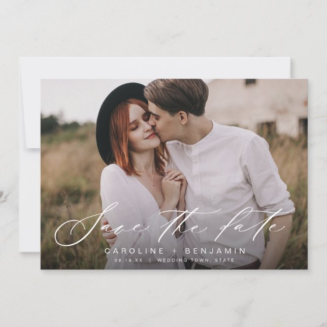 Save The Date Mariage photo calligraphie moderne enregistrer la  (Devant)