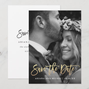 Save The Date Mariage photo Calligraphie simple et moderne