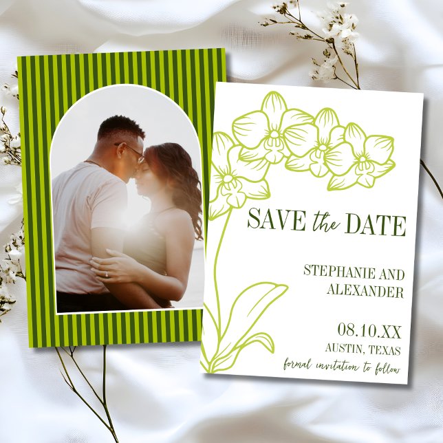 Save The Date Mariage Photo Chartreuse Gras Rétro Botanique (Créateur téléchargé)