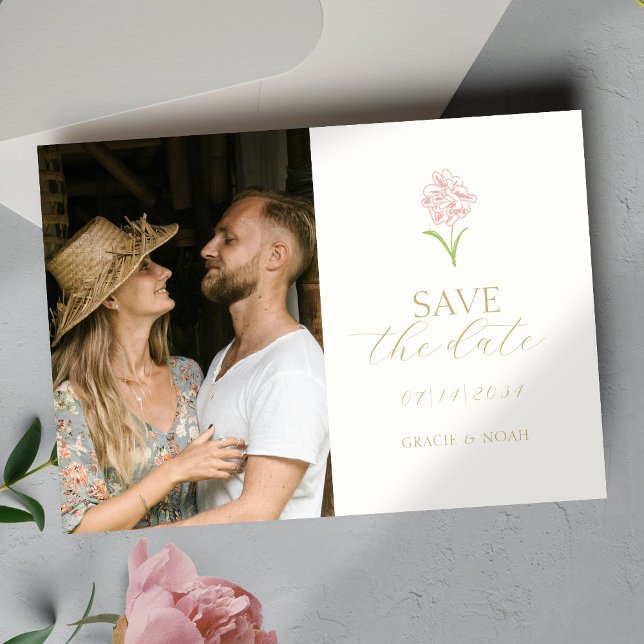 Save The Date Mariage photo chic Blush Rose Ivory (Créateur téléchargé)