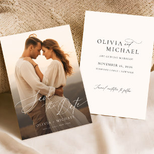 Save The Date Mariage photo chic calligraphie moderne
