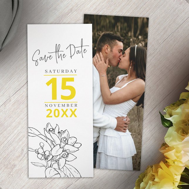 Save The Date Mariage photo citron jaune fleur enregistrer la da (Créateur téléchargé)