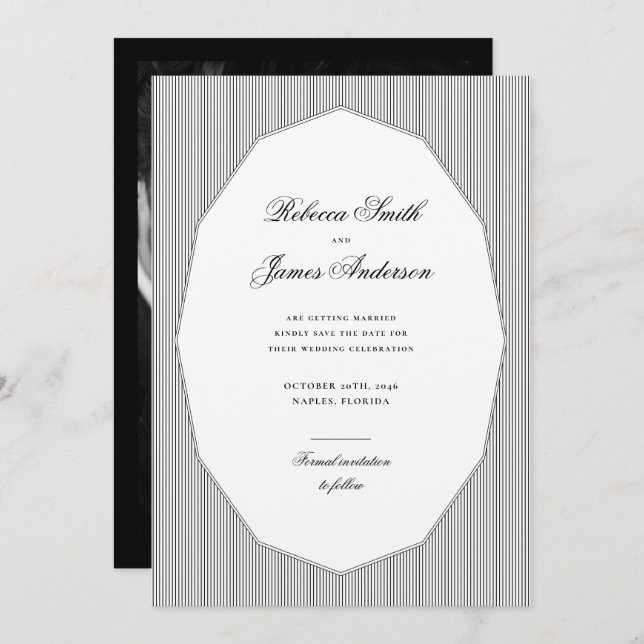 Save The Date Mariage photo classique élégant (Devant / Derrière)