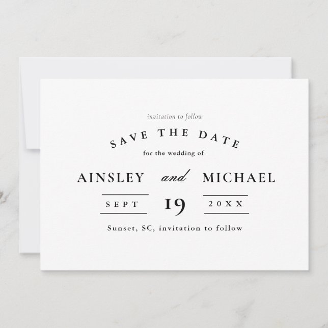Save The Date Mariage photo classique élégant Enregistrer la dat (Devant)
