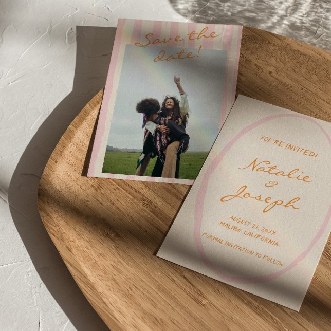 Save The Date Mariage photo coloré à la main (Créateur téléchargé)