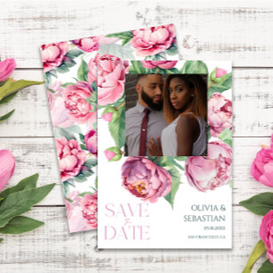 Save The Date Mariage photo couleur rose pâles