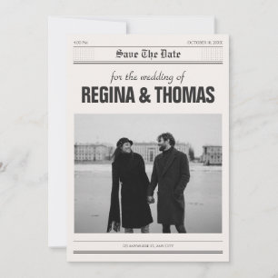 Save The Date Mariage photo d'affiche minimaliste du journal