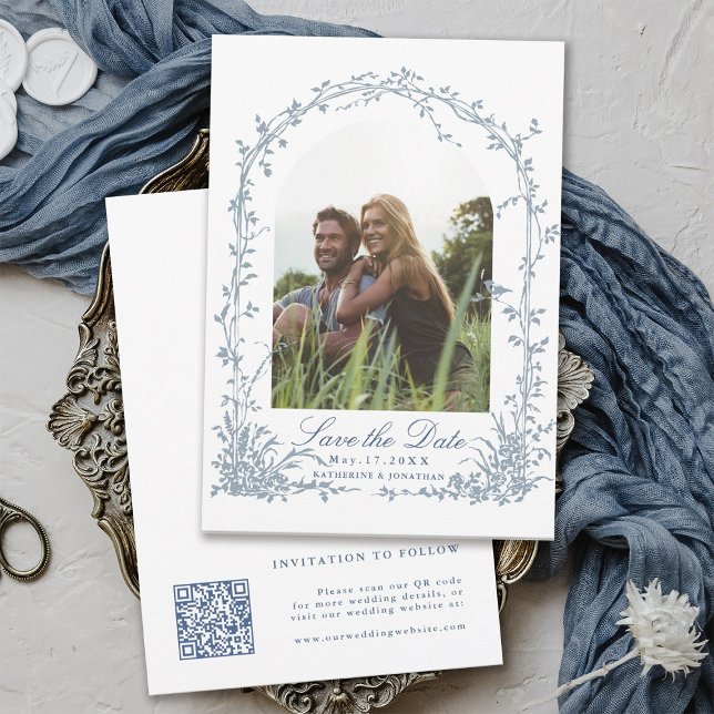 Save The Date Mariage Photo dans un Jardin avec une Arche Botani (Front & Back)