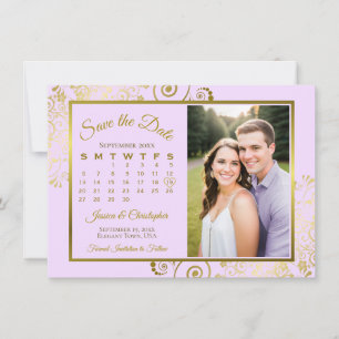 Save The Date Mariage photo de calendrier élégant lilas pourpre