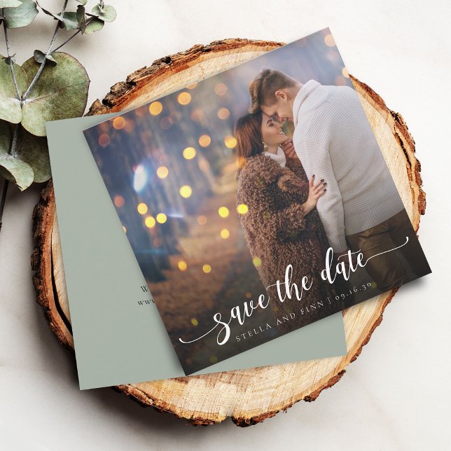 Save The Date Mariage photo de Calligraphie moderne (Modern Calligraphy Photo Wedding Save The Date)