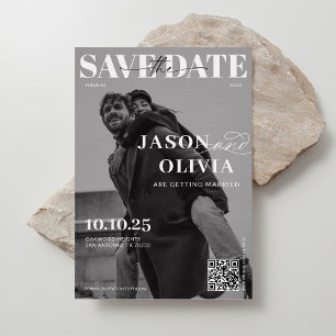 Save The Date Mariage photo de couverture de magazine noir et bl