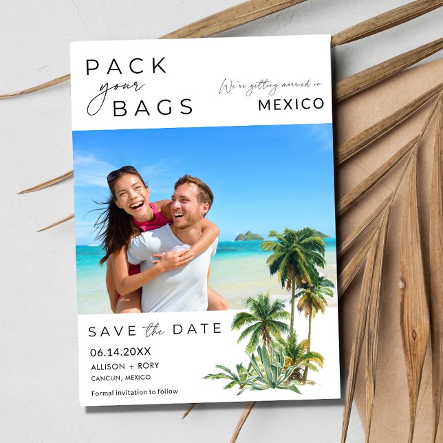 Save The Date Mariage photo de destination de Mexico Beach (Mexico Beach Destination Photo Wedding Save The Date)