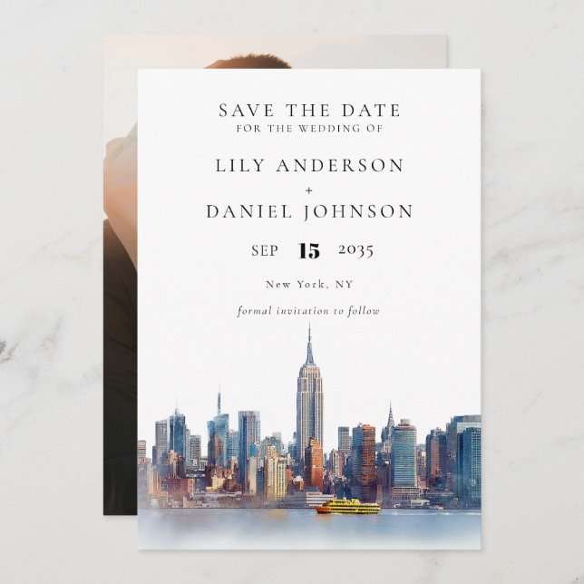 Save The Date Mariage photo de destination de New York (Devant / Derrière)