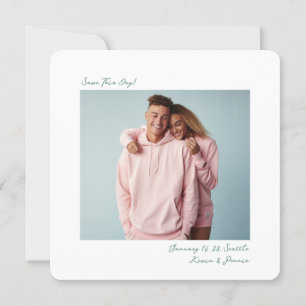 Save The Date mariage photo de film Insta vert sauge minimal